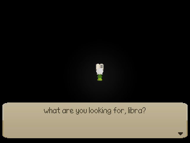 Libra finding the first black book. 'what are you looking for, libra?'