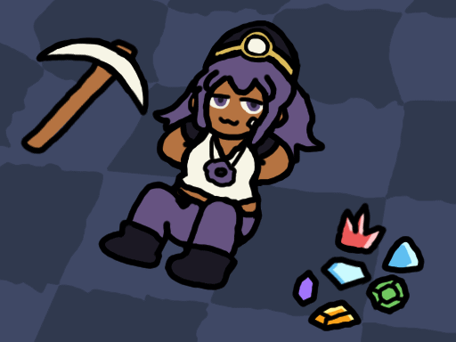 Ore Kid from Petal Crash lying down smugly with her hands behind her head on a checkered floor, parodying the art for the Vocaloid song The World is Mine. To one side of her is a pickaxe, and to the other are various colored gems. Ore Kid from Petal Crash lying down smugly with her hands behind her head on a checkered floor, parodying the art for the Vocaloid song The World is Mine. To one side of her is a pickaxe, and to the other are various colored gems.